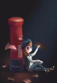卡通情侣手机壁纸一男一女分开的 好看的情